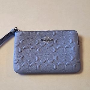 Coach Signature Leather Wristlet Periwinkle